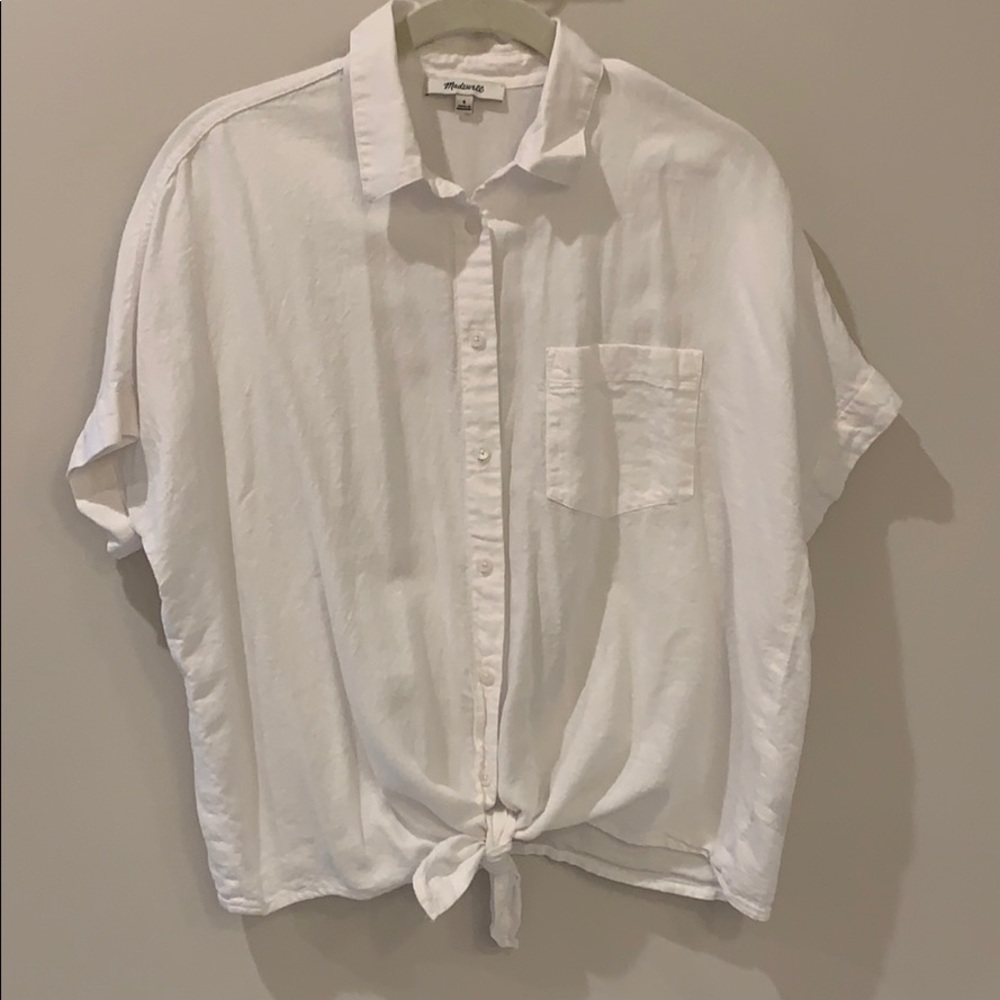 Madewell White tie front top